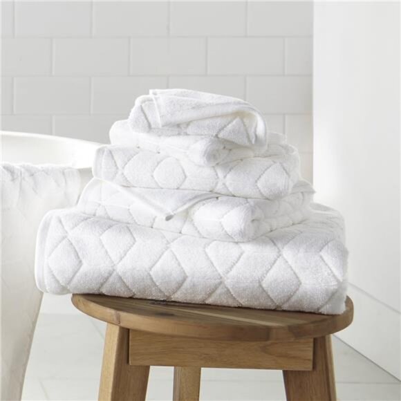 100% HYGROCOTTON® 6-Piece Textured Soft Towel Set, White Bath Towels, - Picture 1 of 6